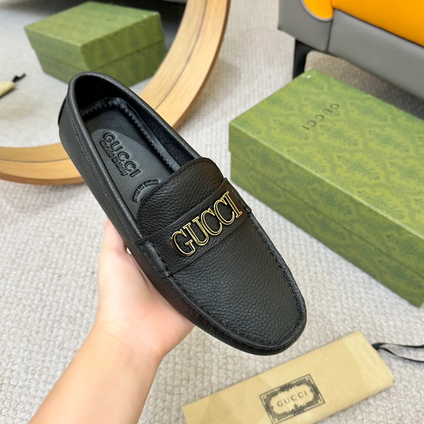 Men's shoes 💰420 (Yangli) Gucci* - the top version of Gucci classic beanie shoes! It is made of imported original cowhide and has a comfortable first layer of sheepskin lining! Original wear-resistant rubber outsole! High quality products! Size 38-46, with shoe dial, cloth bag, card